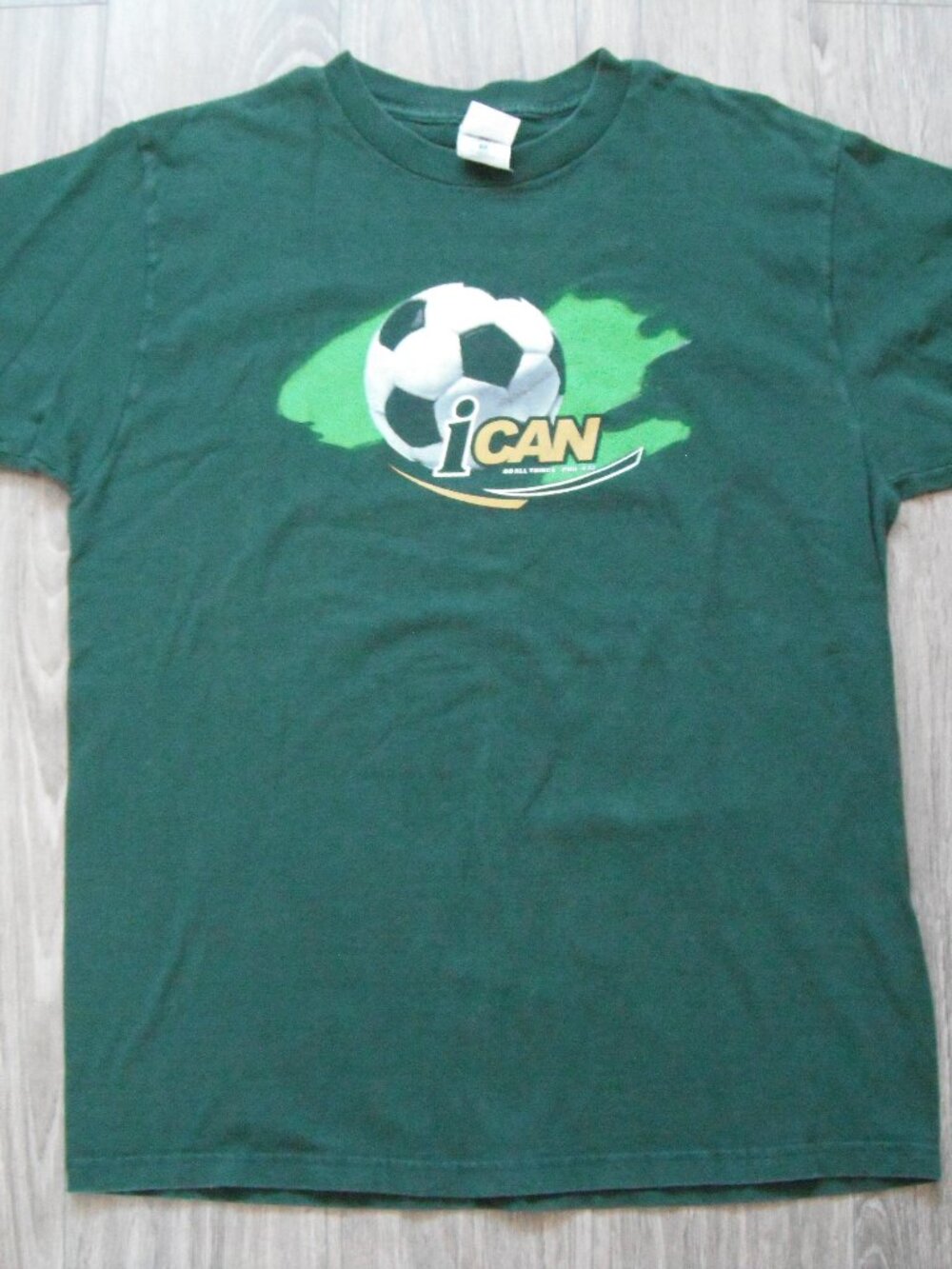 Vintage Phil. 4:13 soccer green t-shirt